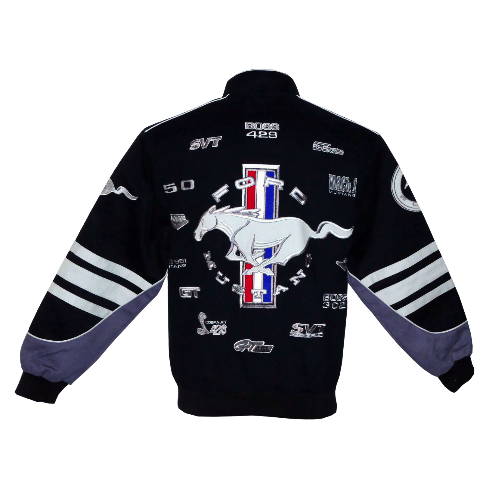 Ford-Mustang-Jacke-Anniversary-Edition-back Schwarze Jacke mit Mustang-Logo