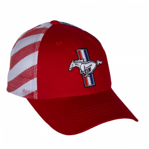 Rote Mütze mit Mustang-Logo