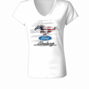 Weißes T-Shirt mit Mustang-Design