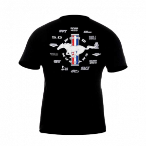 Schwarzes T-Shirt mit Mustang-Design