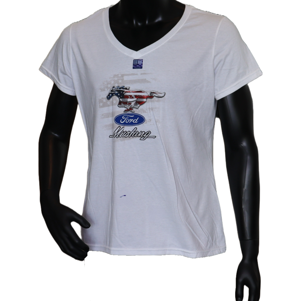 Nascarjacken – Onlioneshop – V8 Fan-Clothing – Muscle-Car Merchandise – Ford Mustang T-Shirt – Pony white – Size M – front 02